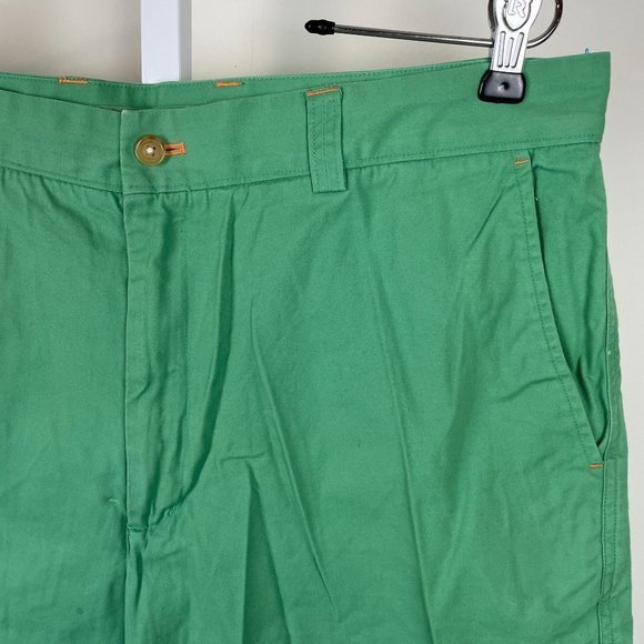 J. McLaughlin Green Chino Shorts‎ Preppy Flat Front 100% Cotton Mens Size 38 - Picture 3 of 6